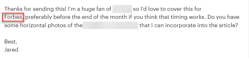 forbes targeted media outreach response