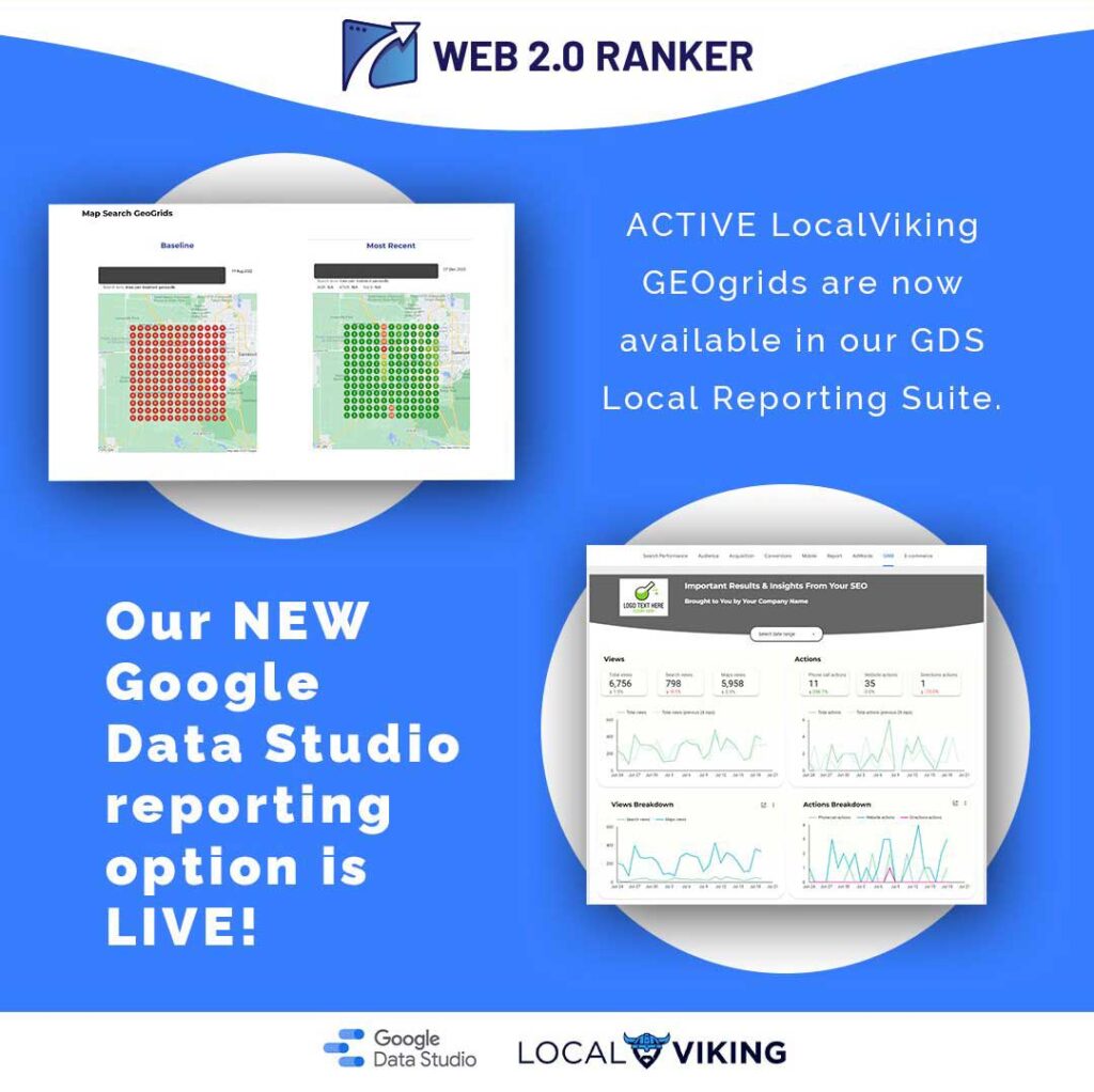 local reporting suite w/localviking geogrids + lvl 2 google data studio