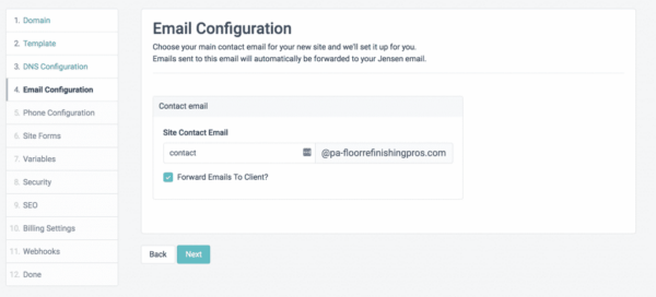 email configuration post dns