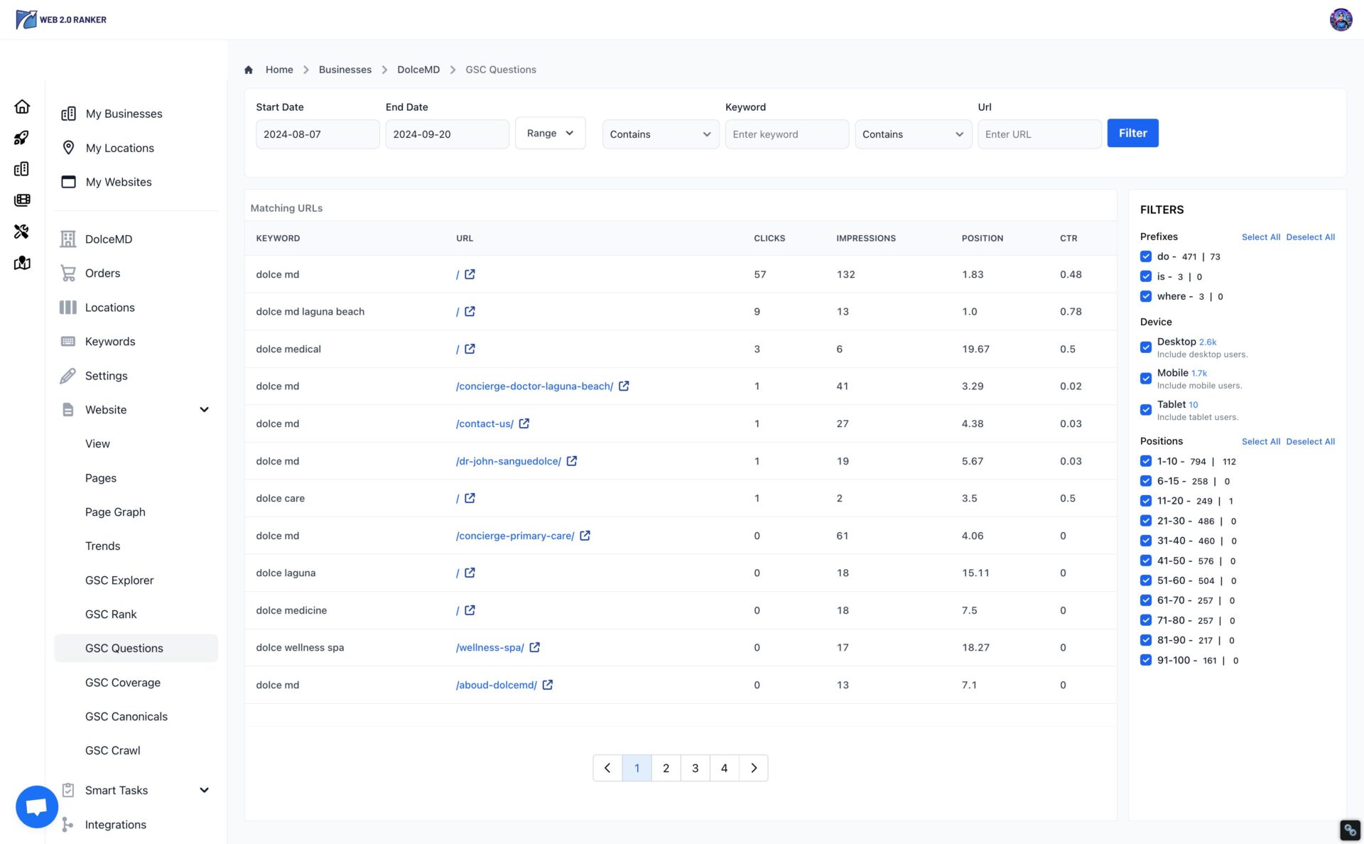 screencapture dashboard web20ranker clients businesses 794b36fb fcb3 49cd 8eea ac971345b9e9 website fec5c375 2765 48bb b21d e3a4e664edeb gsc questions 2024 09 20 09 58 59